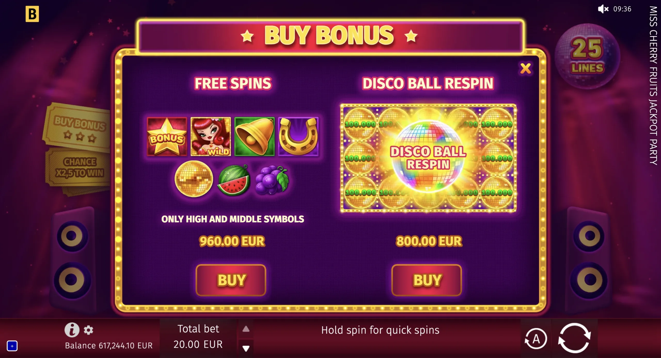 Miss Cherry Fruits Jackpot Party