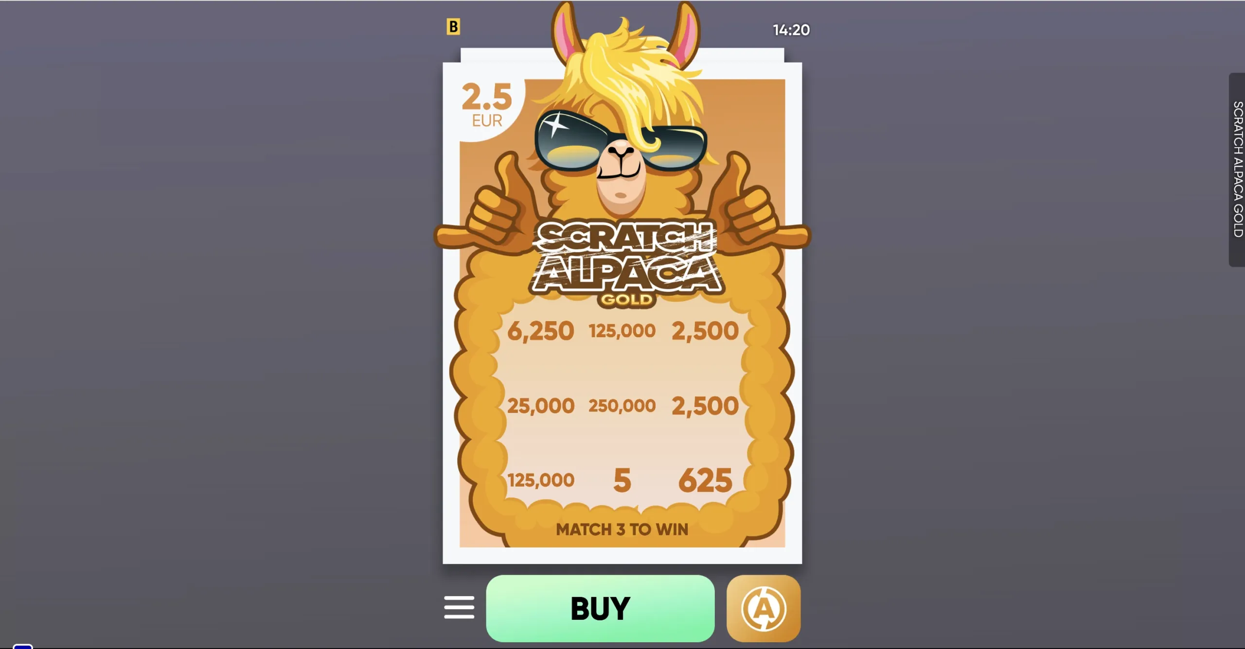 Scratch Alpaca Gold