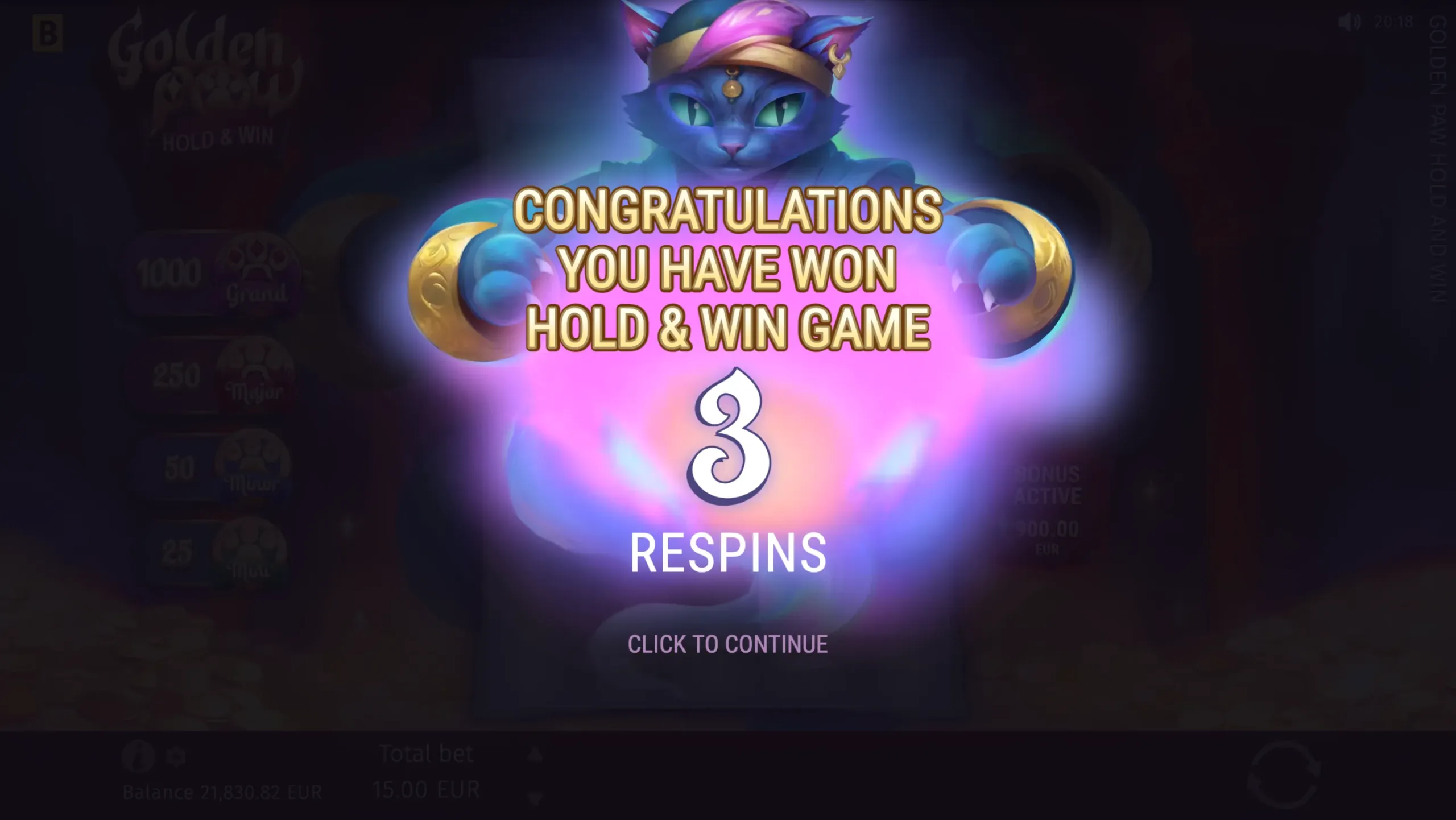 Golden Paw Hold And Win