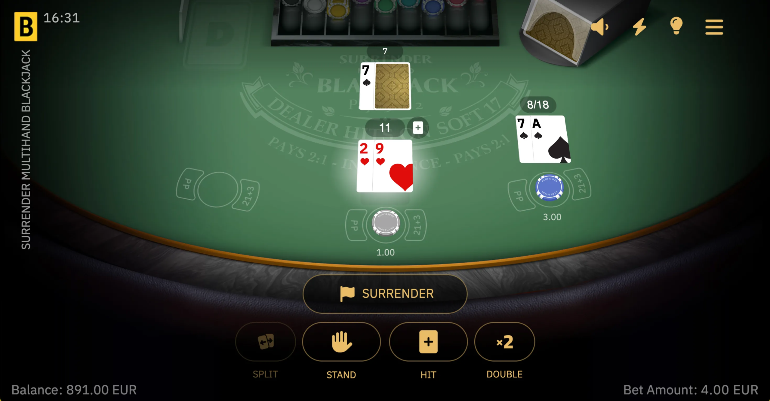 Surrender Multihand Blackjack