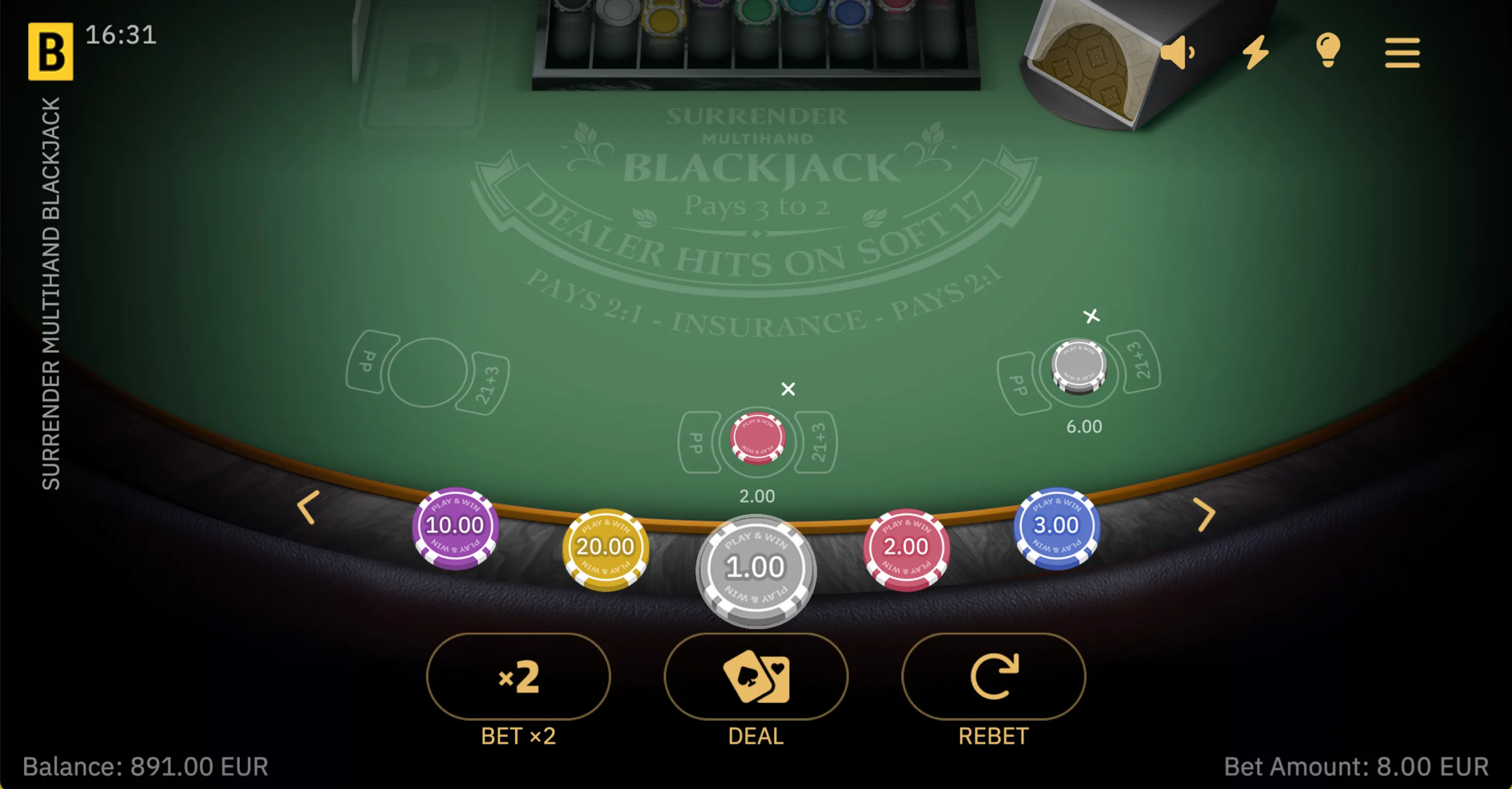 Surrender Multihand Blackjack