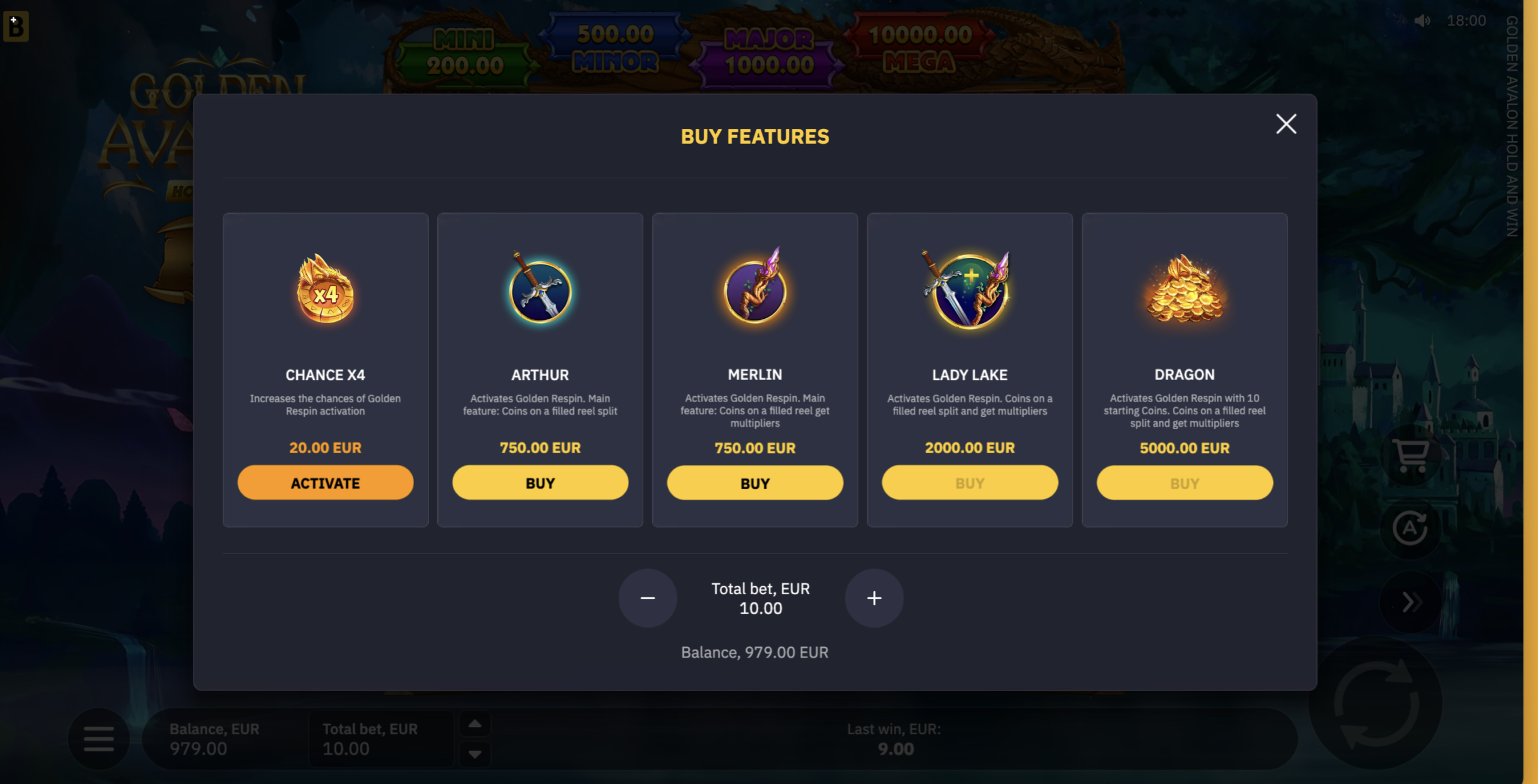 Golden Avalon Hold and Win