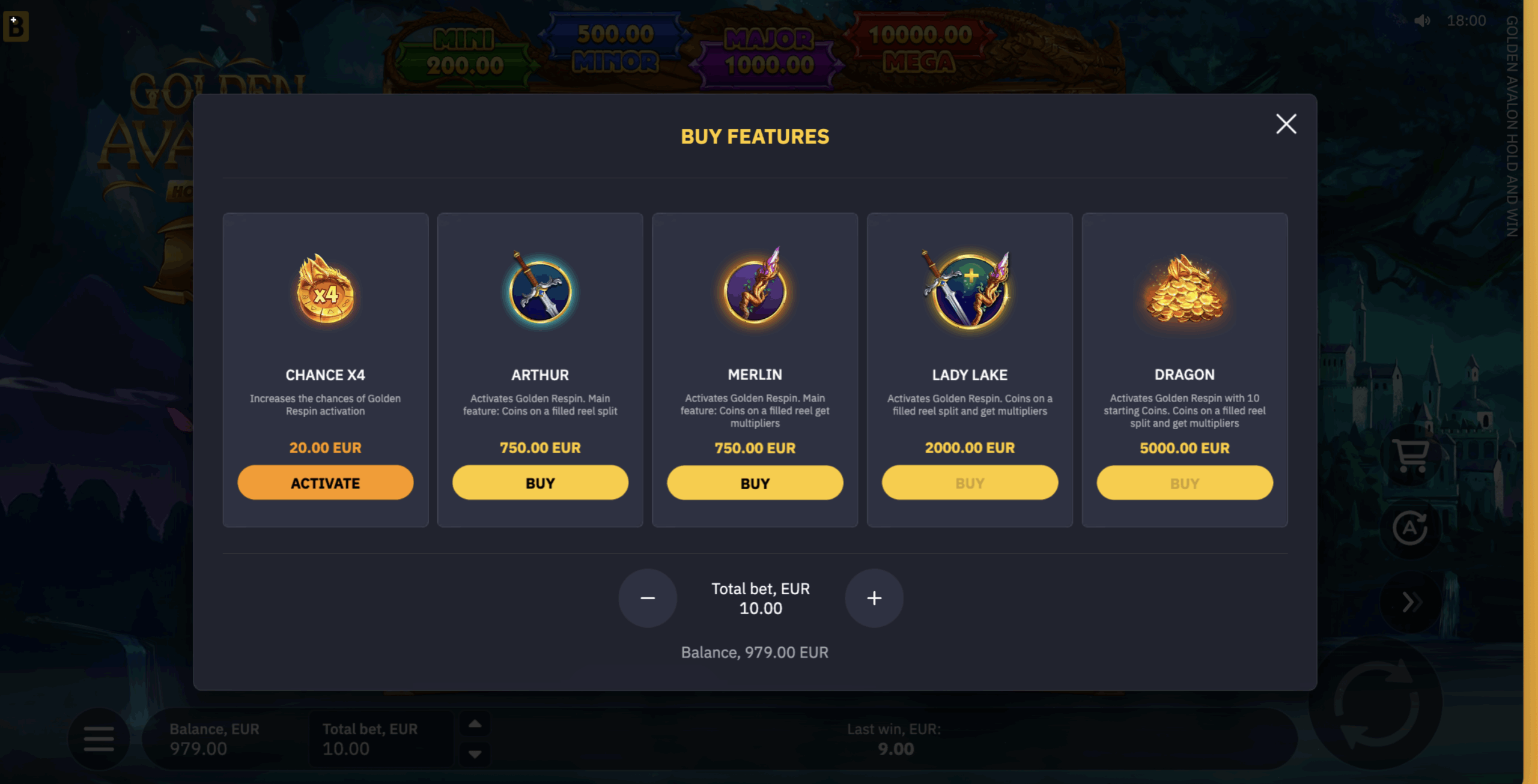 Golden Avalon Hold and Win