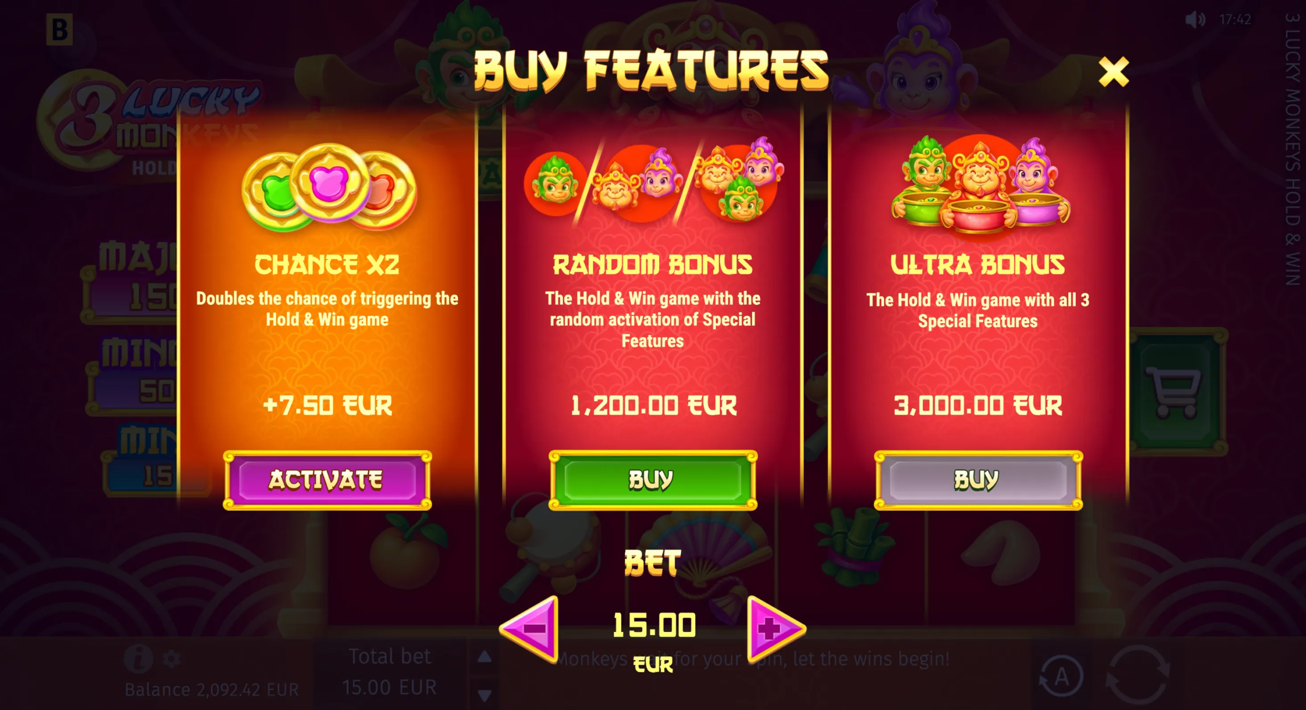 3 Lucky Monkeys Hold & Win