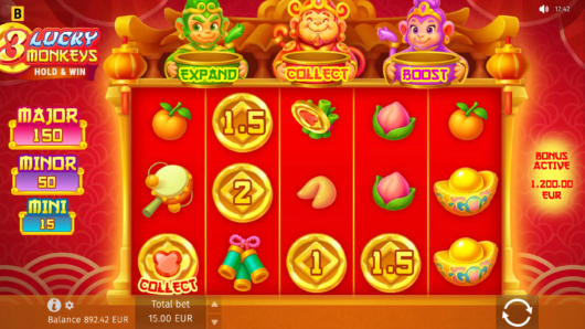 3 Lucky Monkeys Hold & Win