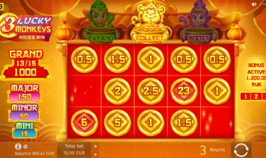 3 Lucky Monkeys Hold & Win