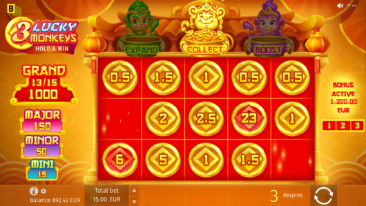 3 Lucky Monkeys Hold & Win