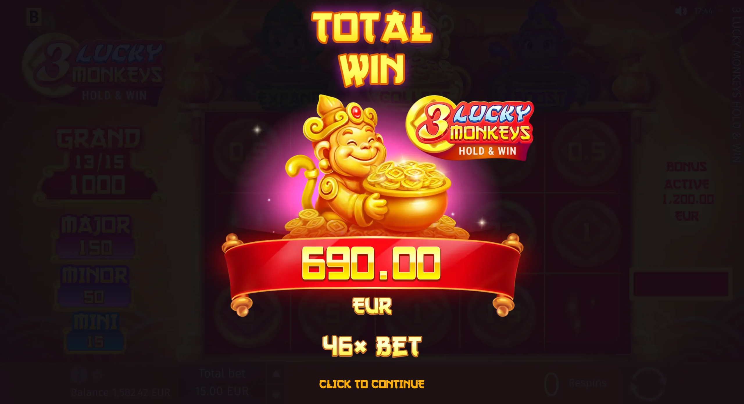 3 Lucky Monkeys Hold & Win