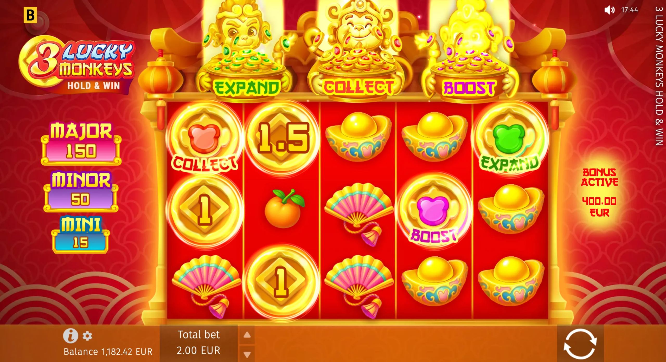 3 Lucky Monkeys Hold & Win