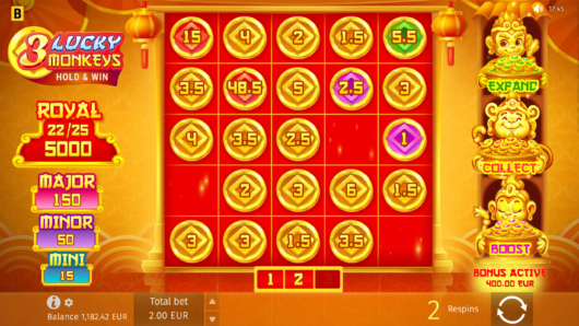 3 Lucky Monkeys Hold & Win